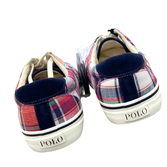 NWT Ralph Lauren Polo Madras Multi Plaid Sneakers - Picture 3 of 14